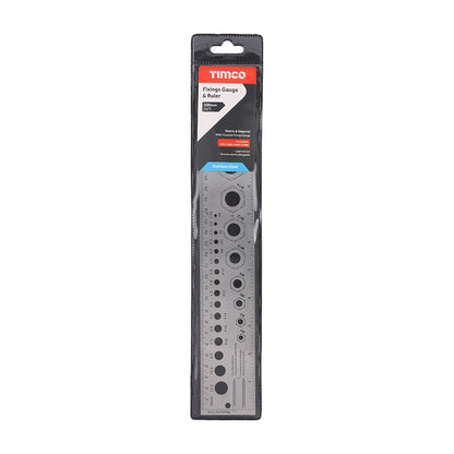 TIMCO Ruler & Fixings Gauge, Multi-purpose Metric & Imperial Fixing and Fastener Measurement Tool - 300mm / 12" - Image