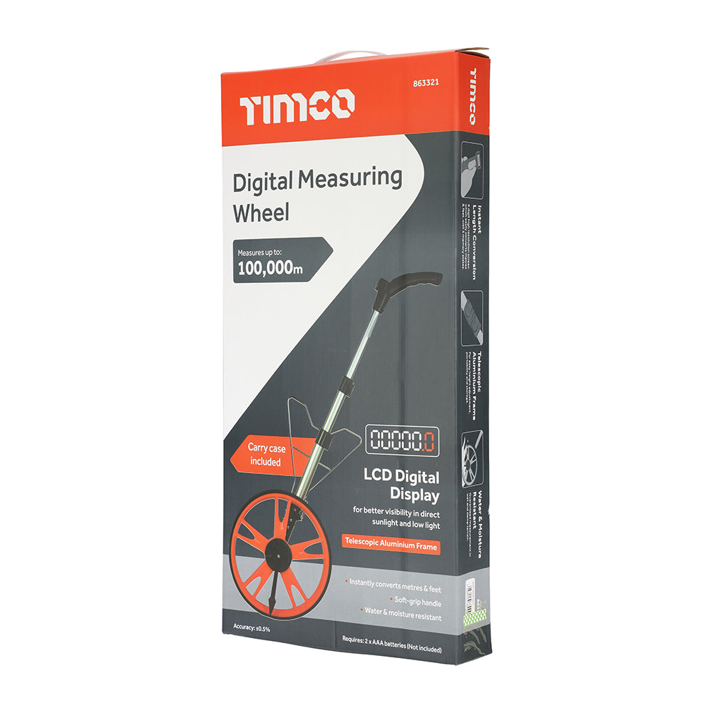 TIMCO Digital Measuring Wheel, Precision Foldable Surveyor Wheel with Storage Bag 0-99999.9m - Image