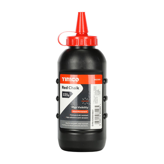 TIMCO Red Chalk, Builders String Line, Surveyors Marker, Red Powder - 225g - Image