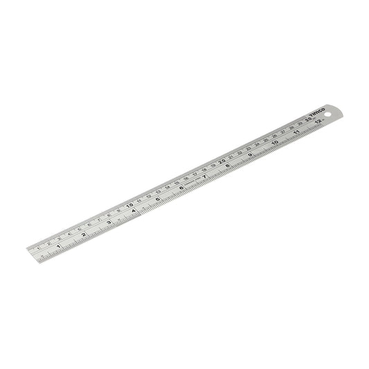TIMCO Steel Ruler, Engineers Stainless Steel Rule, Precision Measuring Ruler - 300mm / 12" - Image