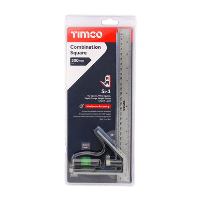 TIMCO Combination Square Set Square, Adjustable Carpentry Square - Image