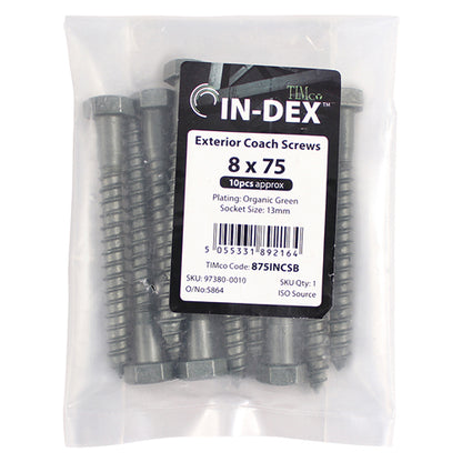 TIMCO Coach Screws Hex Head Green Exterior - 8.0 x 75