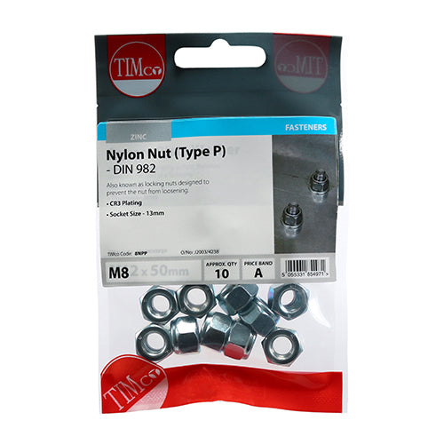 TIMCO Nylon Insert Nuts Type P DIN982 Silver - M8 - Image