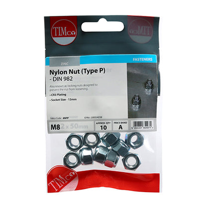 TIMCO Nylon Insert Nuts Type P DIN982 Silver - M8 - Image