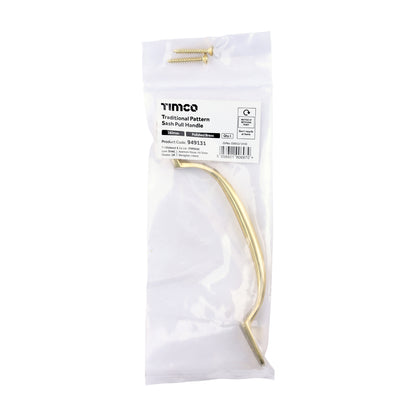 TIMCO Traditional Pattern Sash Pull Handle - Polished Brass - 160mm - Image