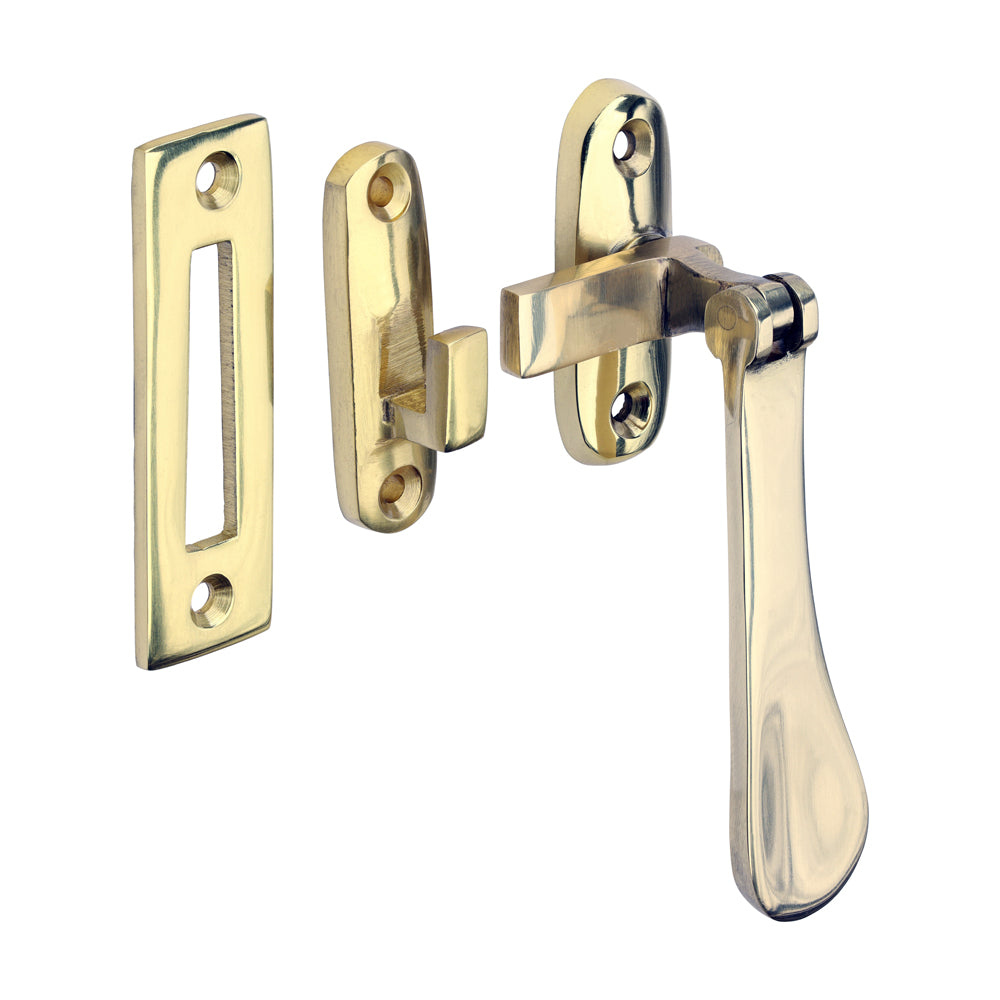 TIMCO Hook & Mortice Plate Casement Fastener - Polished Brass - 54 x 19mm - Image