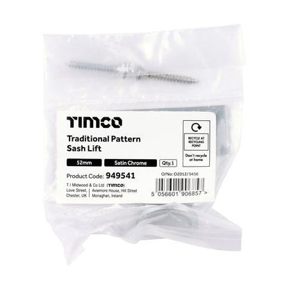 TIMCO Traditional Pattern Sash Lift - Satin Chrome - 52mm - Image