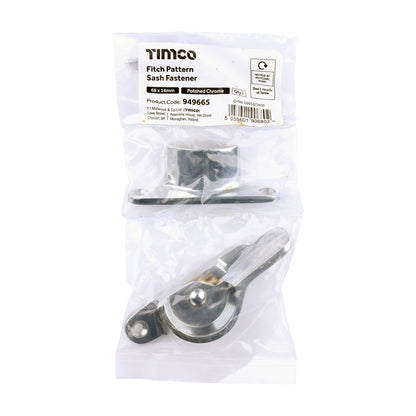 TIMCO Fitch Pattern Sash Fastener - Polished Chrome - 68 x 14mm - Image