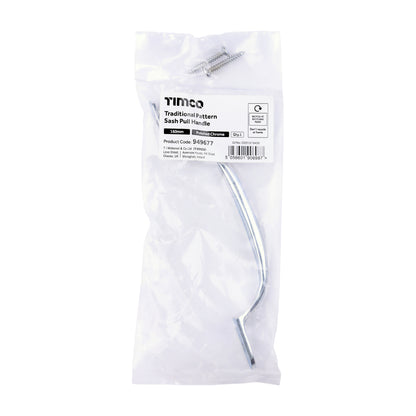 TIMCO Traditional Pattern Sash Pull Handle - Polished Chrome - 160mm - Image