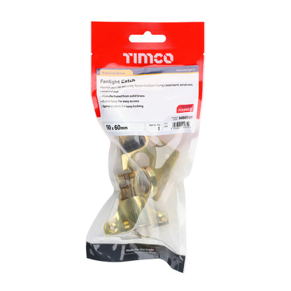 TIMCO Fanlight Catch - Polished Brass - 50 x 60mm - Image