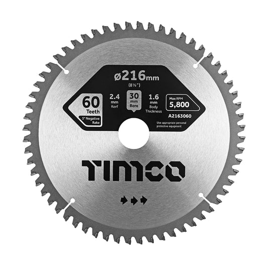 TIMCO -5° Circular Saw Blade - 216 x 30 x 60T - Image