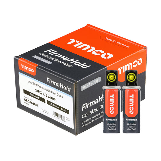 TIMCO FirmaHold Collated 16 Gauge Angled Galvanised Brad Nails & Fuel Cells - 16g x 38/2BFC - Image