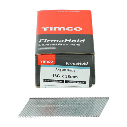 TIMCO FirmaHold Collated 16 Gauge Angled Galvanised Brad Nails - 16g x 38 - Image