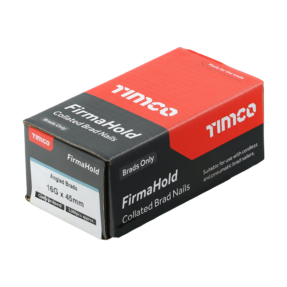 TIMCO FirmaHold Collated 16 Gauge Angled Galvanised Brad Nails - 16g x 45 - Image