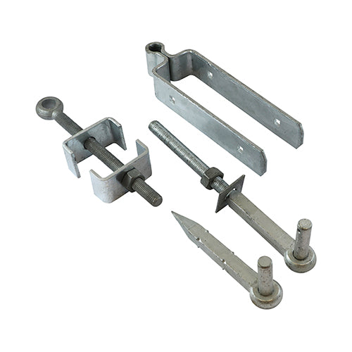 TIMCO Adjustable Gate Hinge Set Hot Dipped Galvanised - 450mm - Image