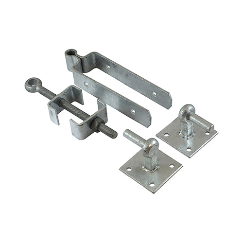 TIMCO Adjustable Gate Hinge Set With Hook On Plate Hot Dipped Galvanised - 600mm - Image