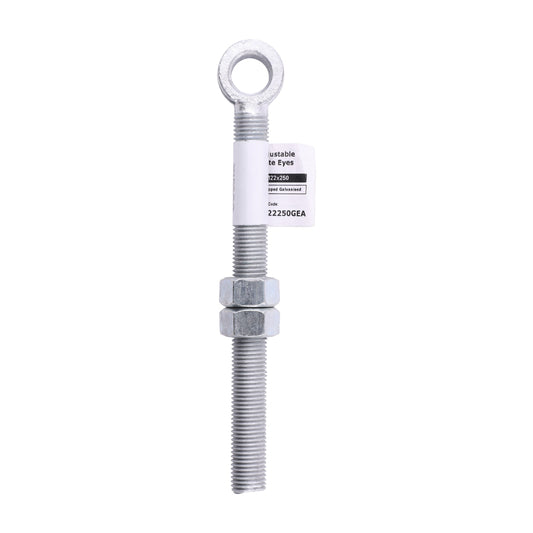 TIMCO Adjustable Gate Hinge Eye with Nuts Hot Dipped Galvanised - M22 x 250 - Image