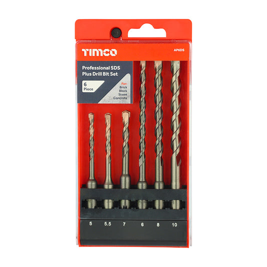 TIMCO Professional SDS Plus Drill Bit Set for Masonry, Tungsten Carbide Tipped - 5.0 x 10.0 - 6 Pieces - Image