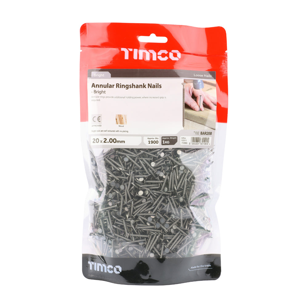 TIMCO Annular Ringshank Nails Bright - 20 x 2.00 - Image