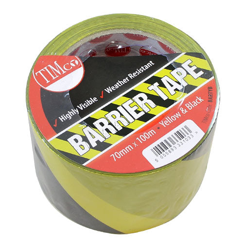 TIMCO Barrier Tape Yellow & Black - 100m x 70mm - Image