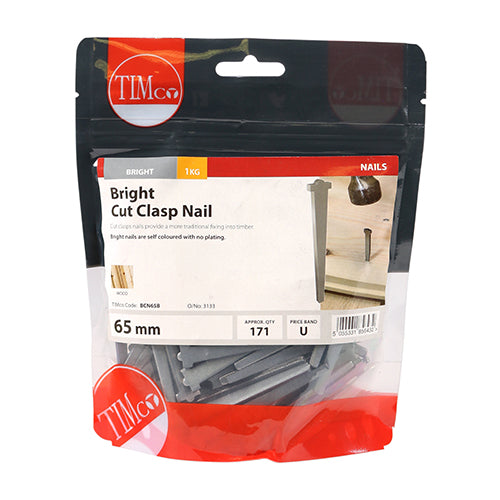 TIMCO Cut Clasp Nails Bright - 65mm - Image