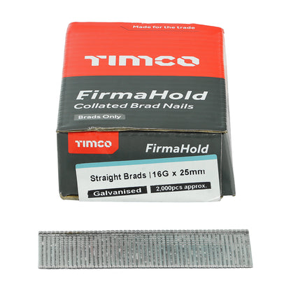 TIMCO FirmaHold Collated 16 Gauge Straight Galvanised Brad Nails - 16g x 25 - Image