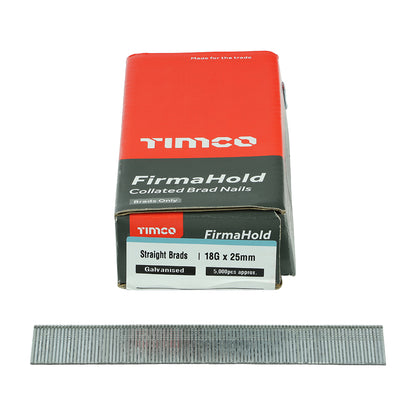 TIMCO FirmaHold Collated 18 Gauge Straight Galvanised Brad Nails - 18g x 25 - Image