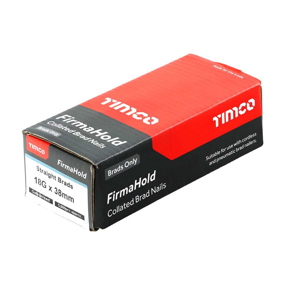 TIMCO FirmaHold Collated 18 Gauge Straight Galvanised Brad Nails - 18g x 38 - Image