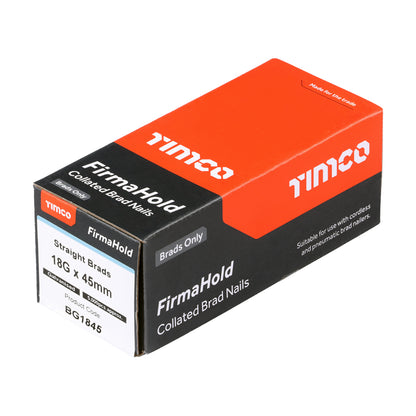 TIMCO FirmaHold Collated 18 Gauge Straight Galvanised Brad Nails - 18g x 45 - Image