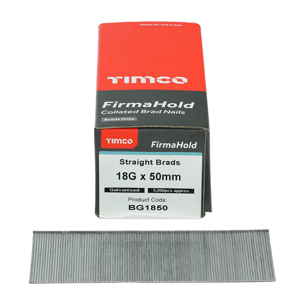 TIMCO FirmaHold Collated 18 Gauge Straight Galvanised Brad Nails - 18g x 50 - Image
