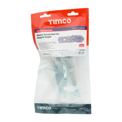 TIMCO Heavy Duty Hasp & Staple Secure Bolt On Hot Dipped Galvanised - 10" - Image