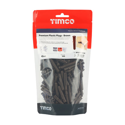TIMCO Brown Premium Plastic Plugs - 42mm - Image