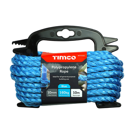 TIMCO Blue Polypropylene Rope on Winder - 10mm x 10m - Image