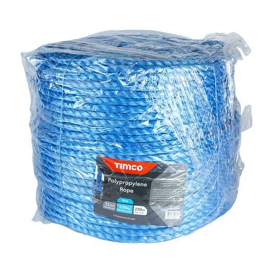 TIMCO Blue Polypropylene Rope Long Coil - 12mm x 220m - Image