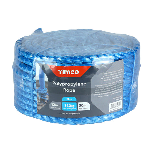 TIMCO Blue Polypropylene Rope Coil - 12mm x 30m - Image