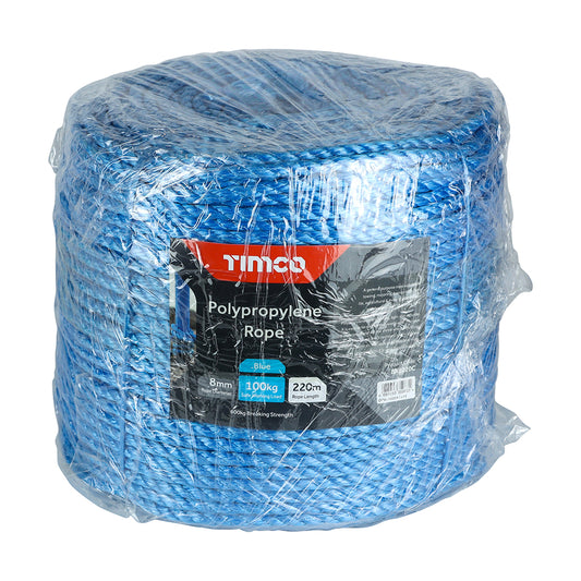 TIMCO Blue Polypropylene Rope Long Coil - 8mm x 220m - Image