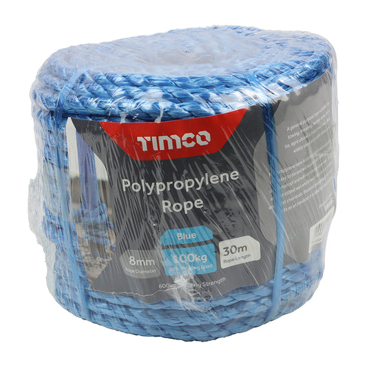 TIMCO Blue Polypropylene Rope Coil - 8mm x 30m - Image