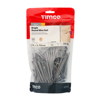 TIMCO Round Wire Nails Bright - 75 x 3.75 - Image