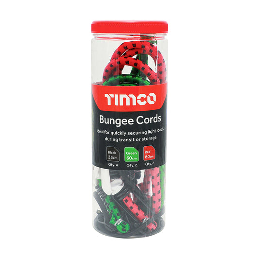 TIMCO Bungee Cords with Laminated Hook Mixed Pack - 8pcs - Image