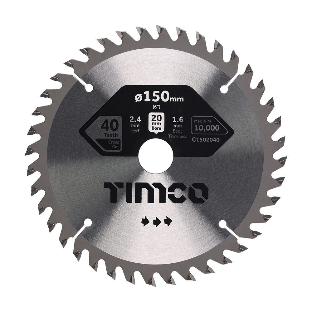 TIMCO Circular Saw Blade Trimming/Crosscut Medium/Fine - 150 x 20 x 40T - Image