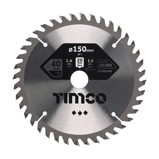TIMCO Circular Saw Blade Trimming/Crosscut Medium/Fine - 150 x 20 x 40T - Image