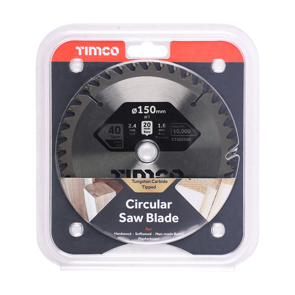 TIMCO Circular Saw Blade Trimming/Crosscut Medium/Fine - 150 x 20 x 40T - Image