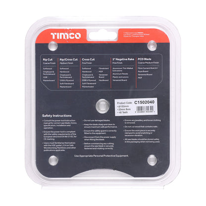 TIMCO Circular Saw Blade Trimming/Crosscut Medium/Fine - 150 x 20 x 40T - Image