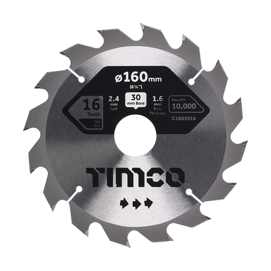 TIMCO Circular Saw Blade General Purpose Coarse/Medium - 160 x 30 x 16T - Image