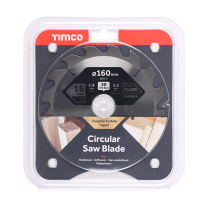 TIMCO Circular Saw Blade General Purpose Coarse/Medium - 160 x 30 x 16T - Image