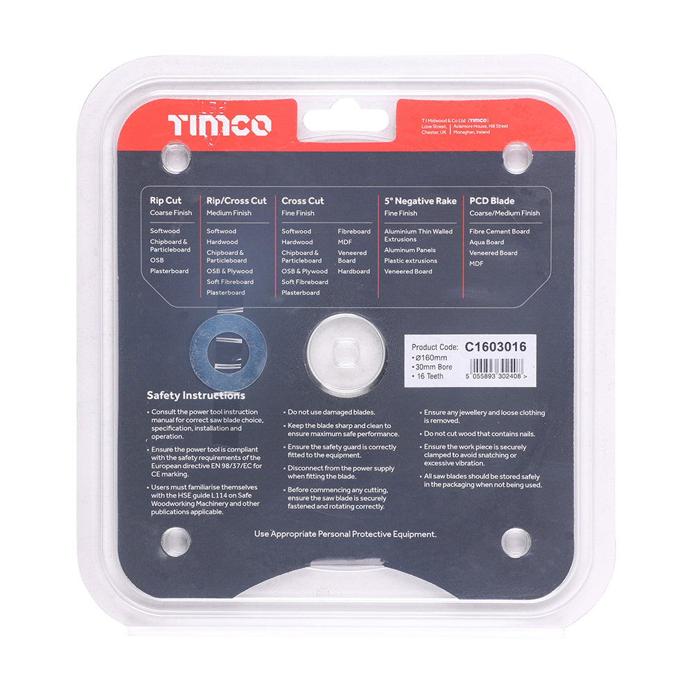 TIMCO Circular Saw Blade General Purpose Coarse/Medium - 160 x 30 x 16T - Image