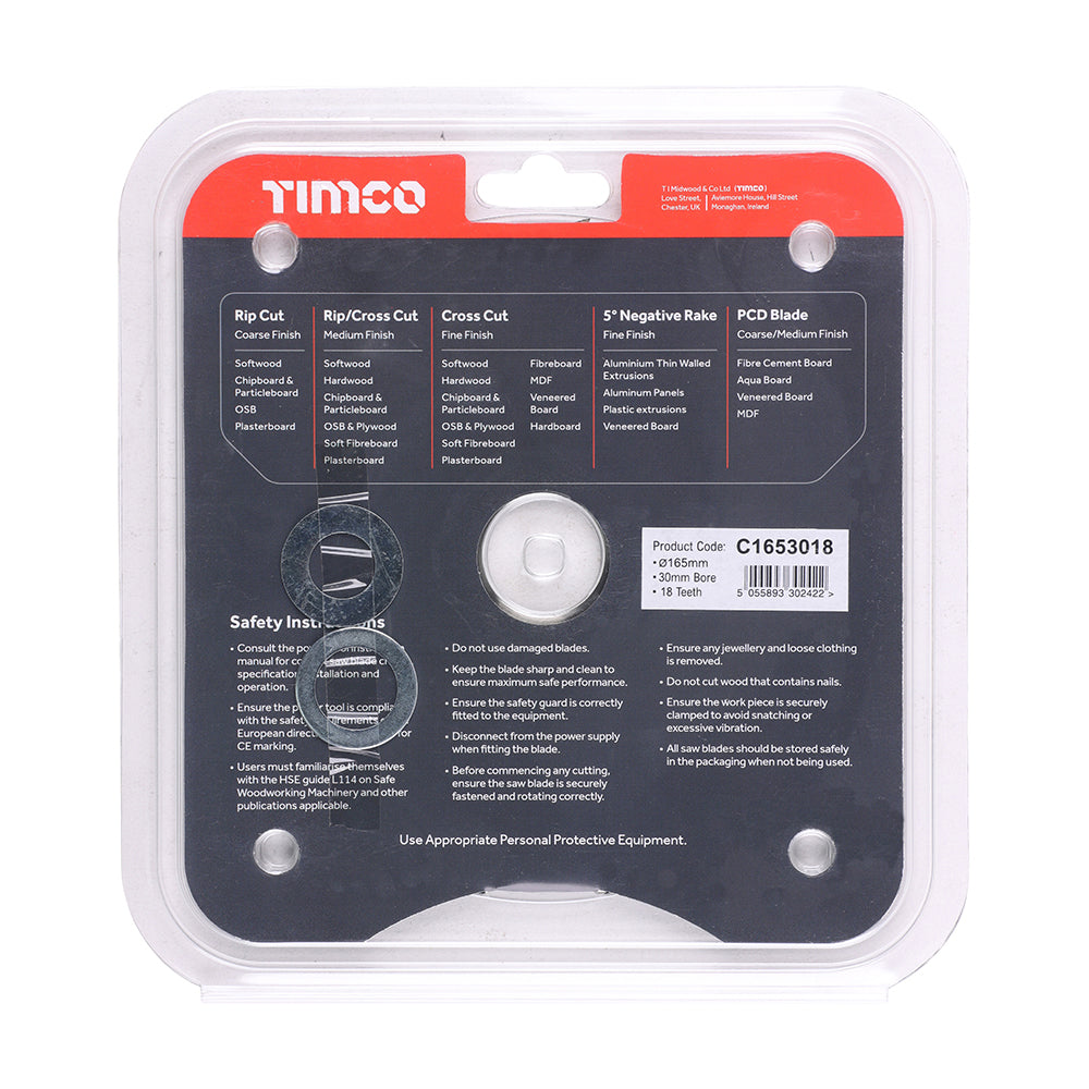 TIMCO Circular Saw Blade Combination Medium - 165 x 30 x 18T - Image