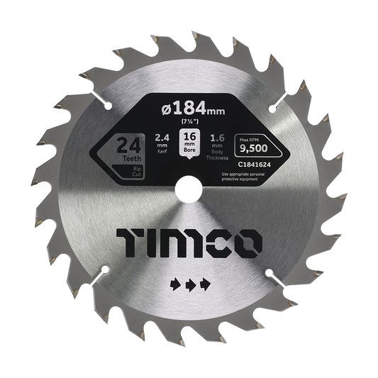 TIMCO Circular Saw Blade General Purpose Coarse/Medium - 184 x 16 x 24T - Image