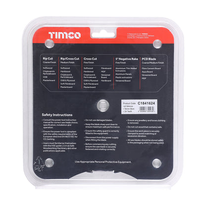 TIMCO Circular Saw Blade General Purpose Coarse/Medium - 184 x 16 x 24T - Image