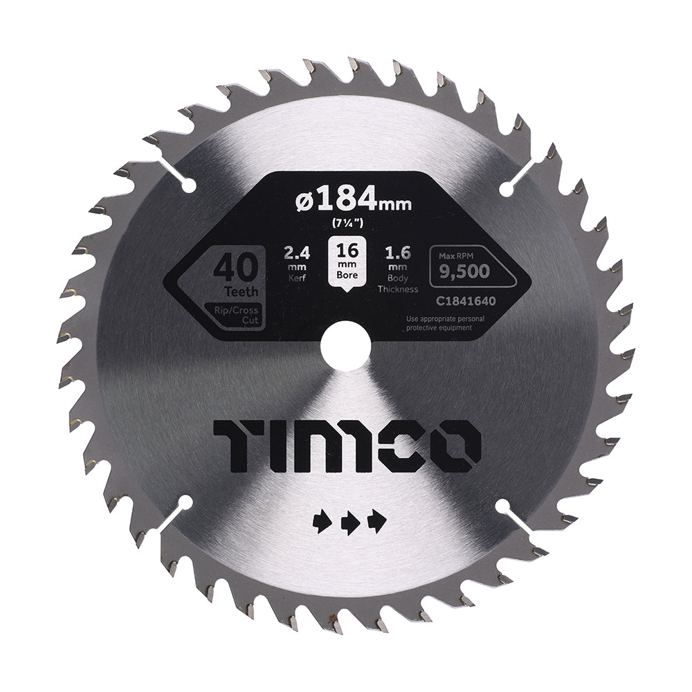 TIMCO Circular Saw Blade Trimming/Crosscut Medium/Fine - 184 x 16 x 40T - Image